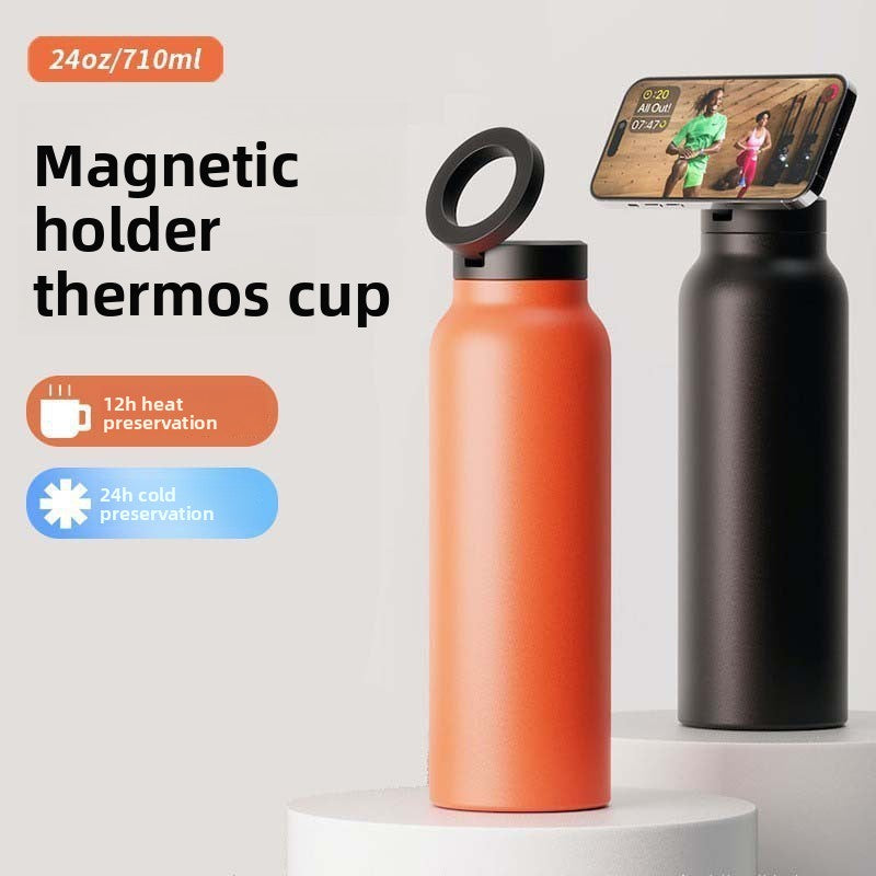 Stainless Steel Magnetic Insulated Water Bottle with Phone Holder